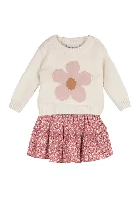 Toddler Girls Sweater Knit Tulle Dress