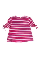 Toddler Girls Striped Ruched Sleeve Top