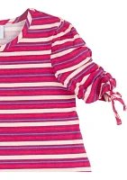 Toddler Girls Striped Ruched Sleeve Top