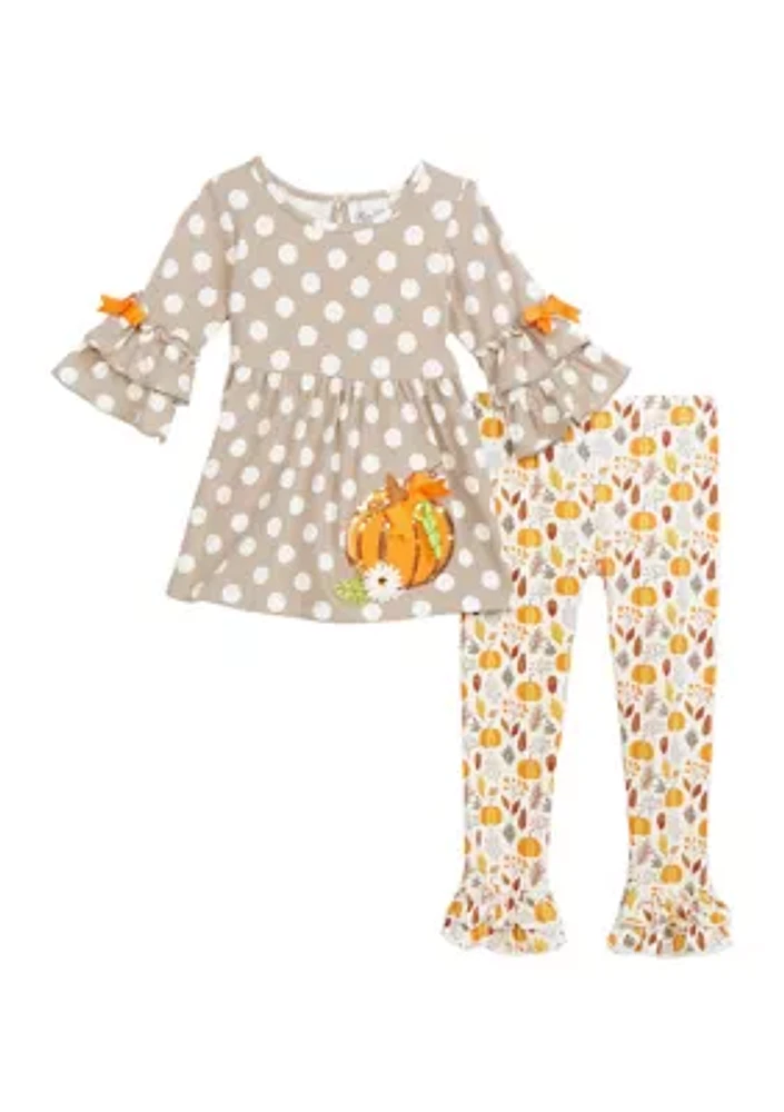 Toddler Girls Dot Knit Pumpkin Set