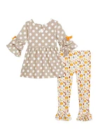 Toddler Girls Dot Knit Pumpkin Set