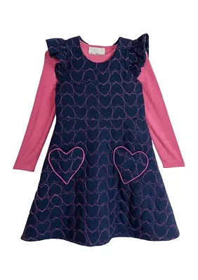 Toddler Girls 2 Piece Printed Jumper Dress Set