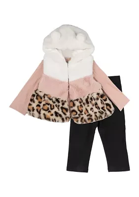 Toddler Girls 3 Piece Fur Vest Set