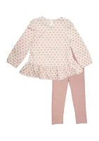 Toddler Girls Polka Dot Printed Top and Leggings Set