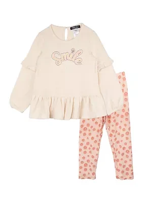 Toddler Girls Smile Graphic Sweatshirt Set