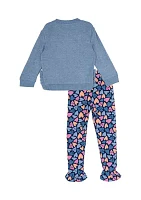 Toddler Girls Smiley Face Graphic Sweatshirt and Printed Leggings Set