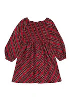 Toddler Girls Twill Yarn Dyed Plaid Printed Dress