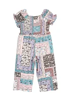 Baby Girls Patchwork Printed Jumpsuit