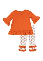 Baby Girls Giraffe Appliqué Top and Ruffled Leggings Set