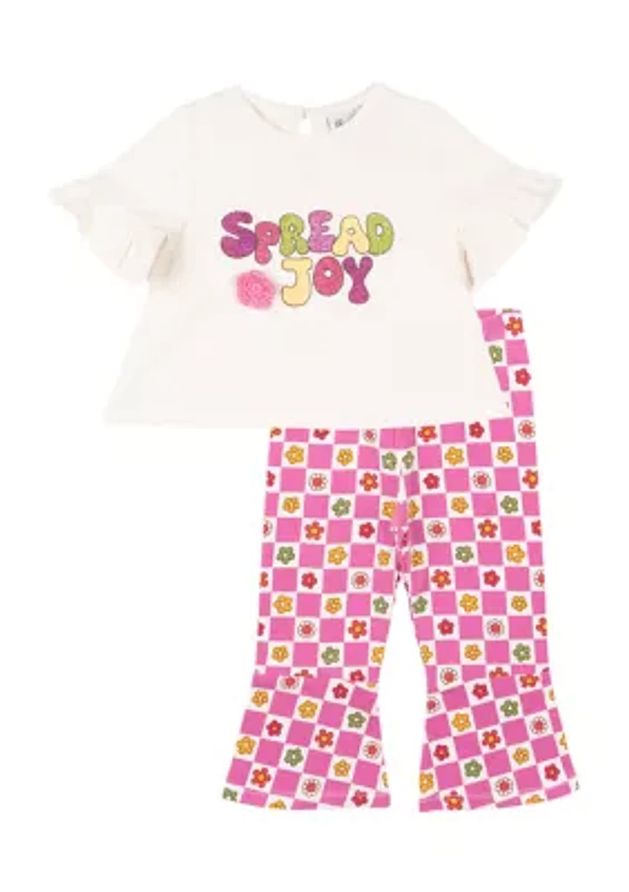 Baby Girls Spread Joy Graphic T-Shirt and Printed Leggings Set