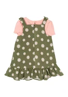 Baby Girls Daisy Printed Jumper Dress and T-Shirt Set