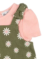 Baby Girls Daisy Printed Jumper Dress and T-Shirt Set