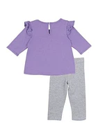 Baby Girls Bow Graphic Top and Leggings Set