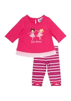 Baby Girls Ballet Graphic Top and Striped Leggings Set