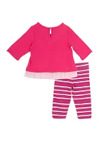 Baby Girls Ballet Graphic Top and Striped Leggings Set