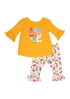 Baby Girls Love Graphic Top and Printed Leggings Set