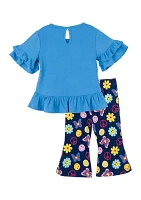 Baby Girls Peace Appliqué Top and Printed Leggings Set