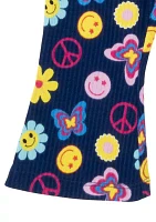 Baby Girls Peace Appliqué Top and Printed Leggings Set