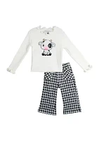 Baby Girls Cow Appliqué Top and Printed Pants Set