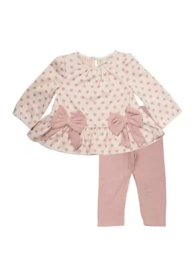 Baby Girls Polka Dot Printed Top and Leggings Set