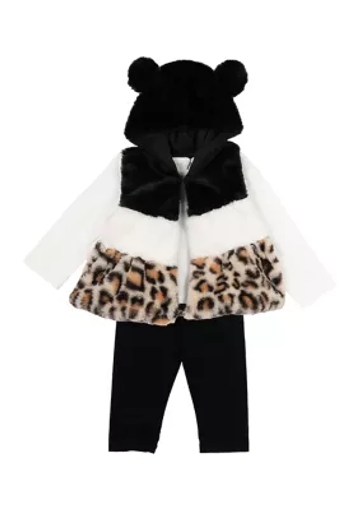 Baby Girls 3 Piece Fur Vest Set