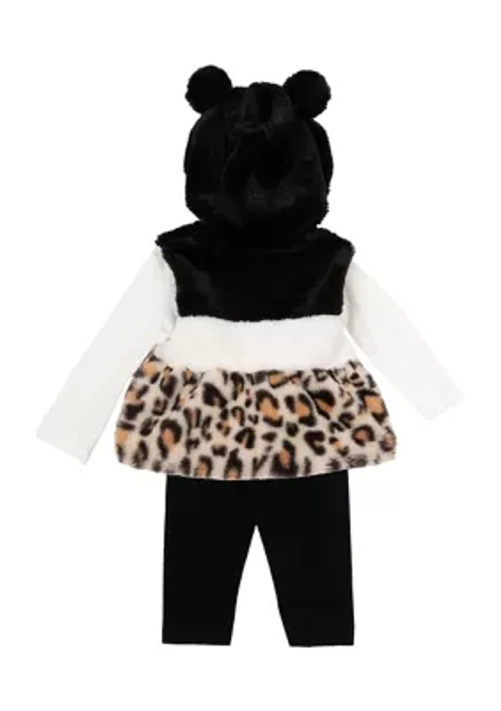 Baby Girls 3 Piece Fur Vest Set