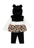 Baby Girls 3 Piece Fur Vest Set