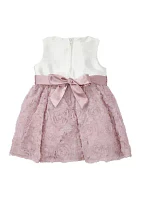 Baby Girls Mikado Bodice to Soutache Skirt and Waist Flower Detail