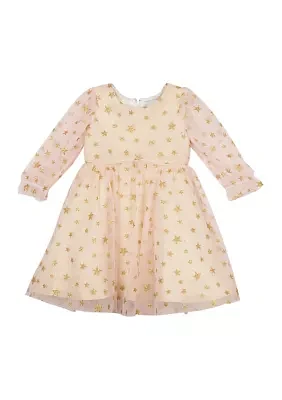 Toddler Girls Star Glitter Mesh Dress