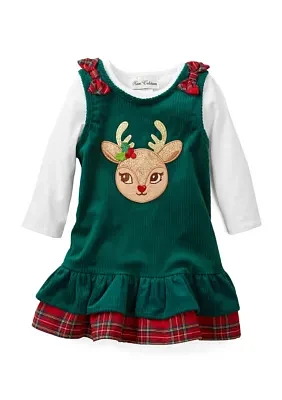 Toddler Girls Reindeer Corduroy Jumper