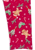 Toddler Girls Gingerbread Sweater and Printed Leggings Set