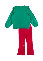 Toddler Girls French Terry Merry Bright Graphic Sweatshirt and Pants Set