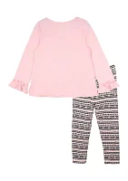 Toddler Girls Kitty Appliqué Top and Printed Leggings Set