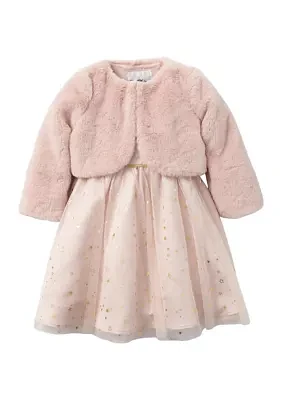 Toddler Girls Foil Mesh Dress with Jacket