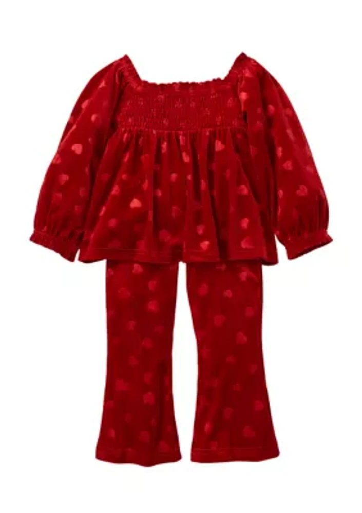 Toddler Girls Velvet Top with Coordinating Pants