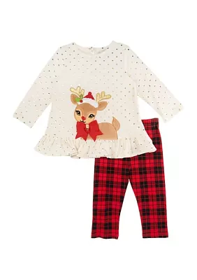 Baby Girls  Reindeer Appliqué Dot Set