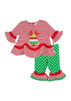 Baby Girls Christmas Tree Appliqué Set