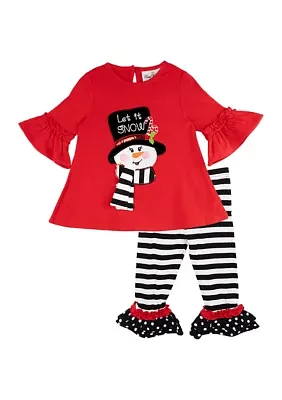 Baby Girls Snowman Appliqué Set