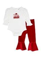 Baby Girls Santa Bodysuit and Flare Pants Set