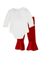 Baby Girls Santa Bodysuit and Flare Pants Set