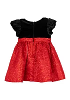 Baby Girls Stretch Velvet Bow Dress