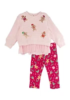 Baby Girls Printed Sweater and Leggings Set