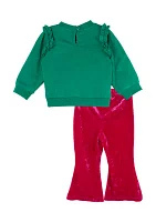 Baby Girls French Terry Merry Bright Graphic Sweatshirt and Pants Set