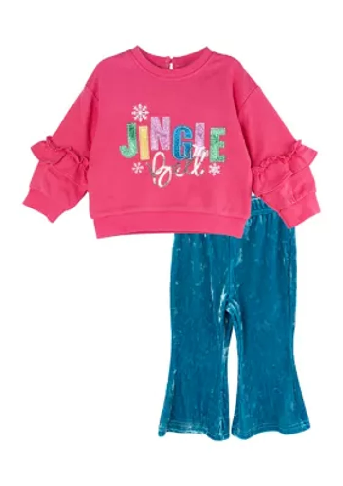 Baby Girls French Terry Graphic Sweatshirt and Leggings Set