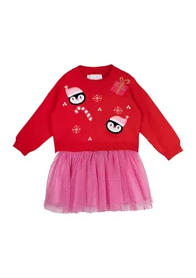 Baby Girls Penquin Christmas Sweater Dress