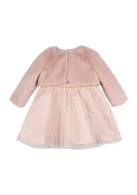 Baby Girls Foil Stars Mesh Dress with Jacket