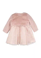 Baby Girls Foil Stars Mesh Dress with Jacket