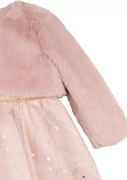 Baby Girls Foil Stars Mesh Dress with Jacket