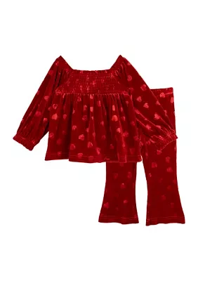 Baby Girls Velvet Heart Top and Pants Set