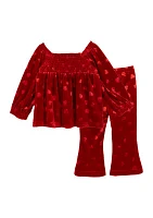 Baby Girls Velvet Heart Top and Pants Set